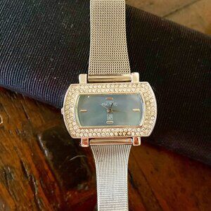 Victoria Wieck Womens Watch Pave Blue Dial Mesh Band